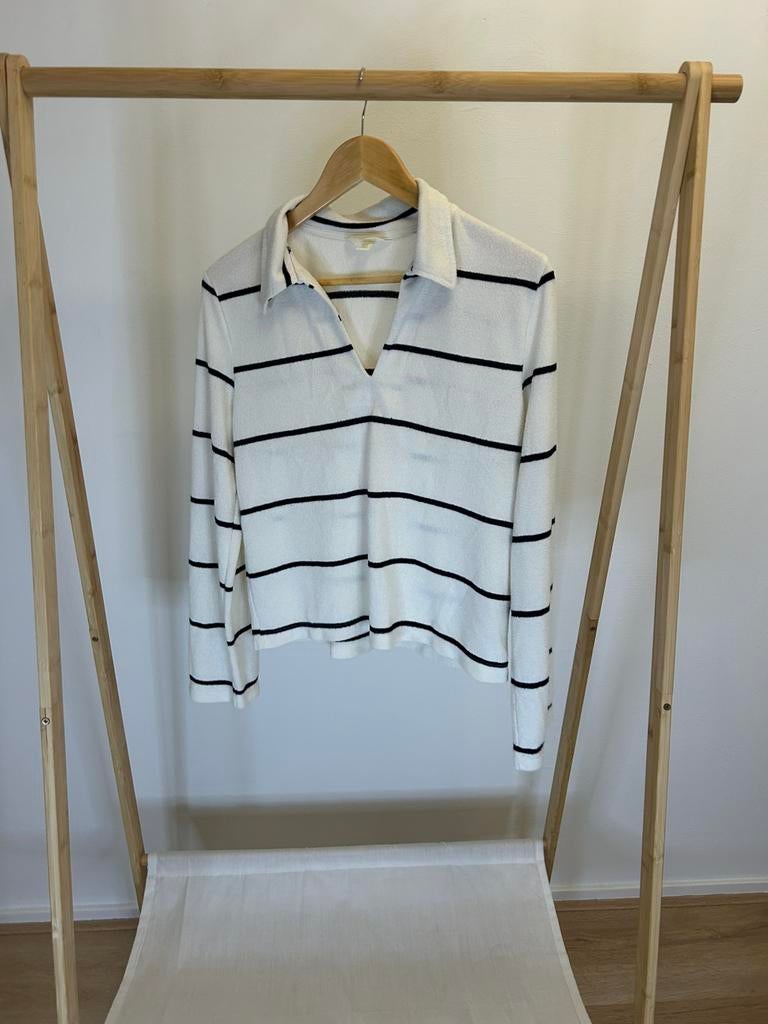 12- H&M trui met streepjes, Maat 38/40 (M), -, Wit, -
