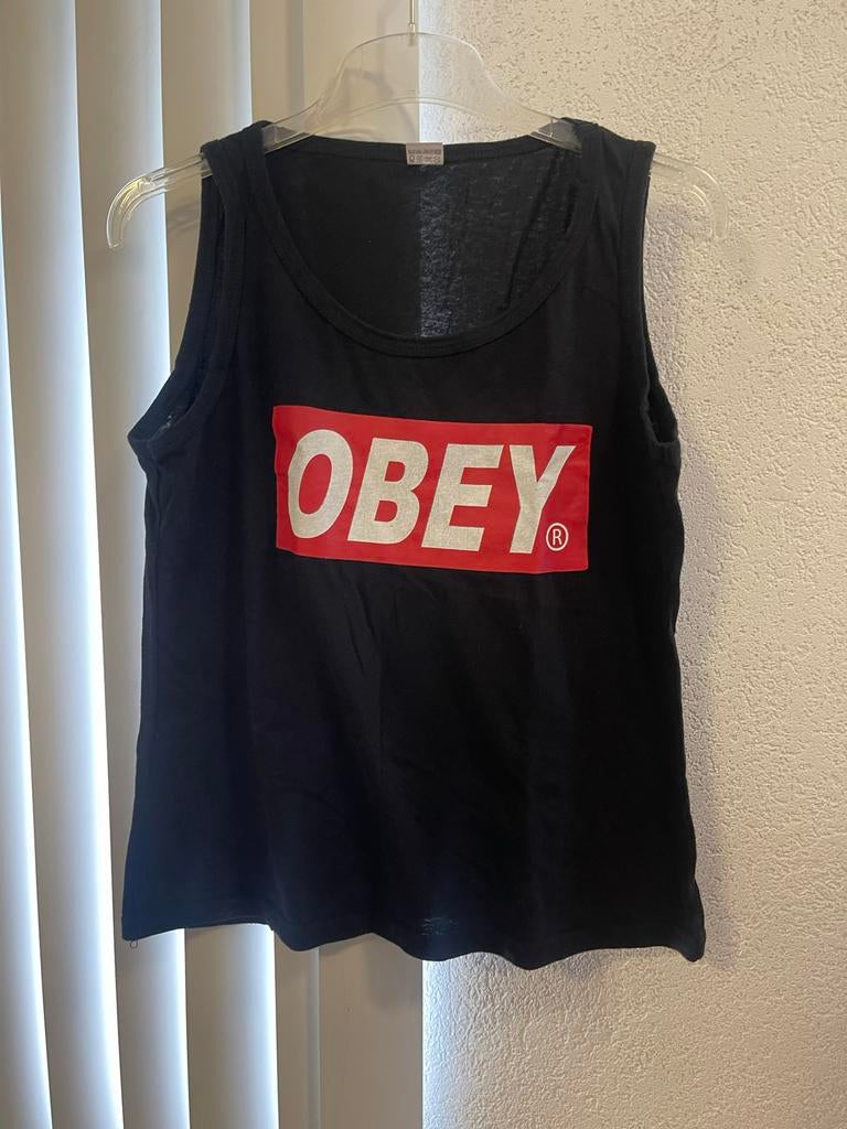 Obey Tanktop Zwart met Logo Maat S, Ophalen of Verzenden, Gedragen, Maat 46 (S) of kleiner, Zwart