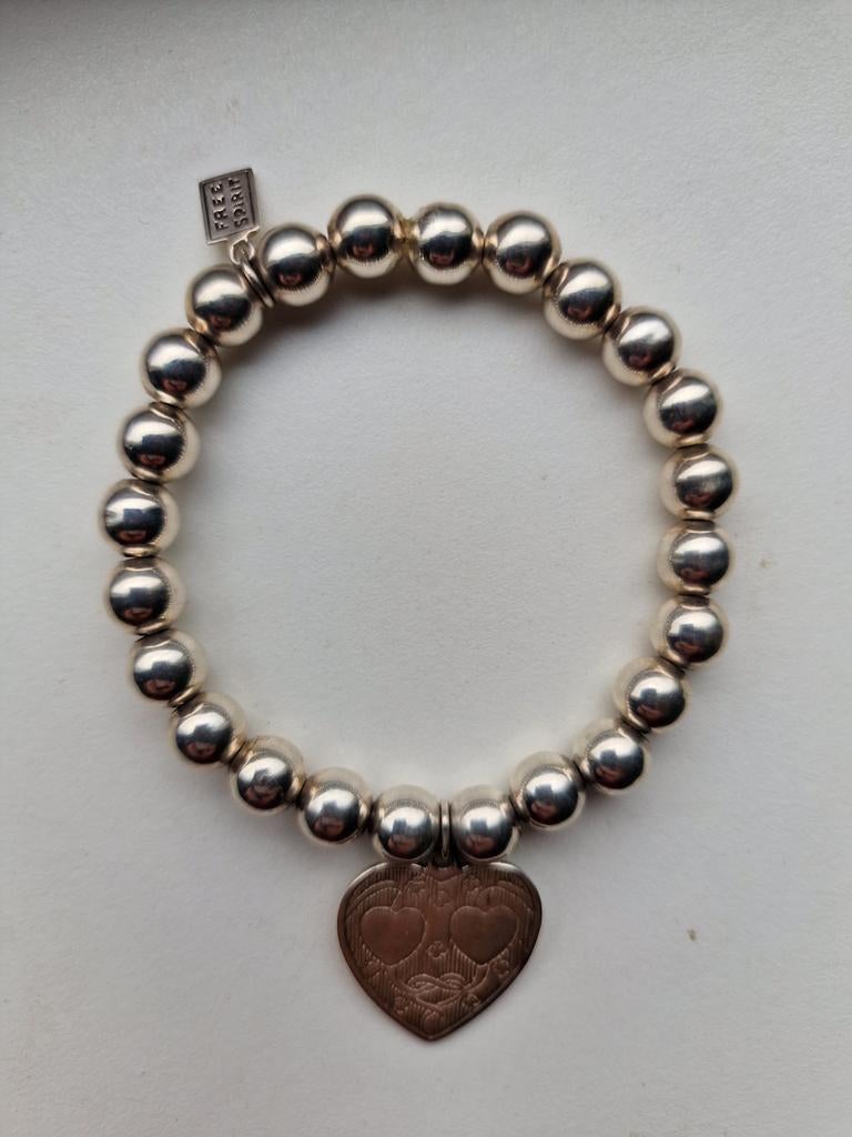 Zilveren bolletjes armband met hartje 925, Ophalen of Verzenden
