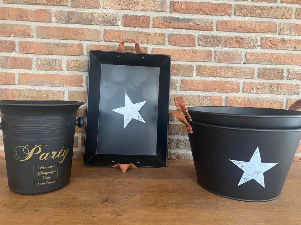 Dienblad, party emmer en fun emmers, Ophalen, Zwart, Overige materialen, Zo goed als nieuw