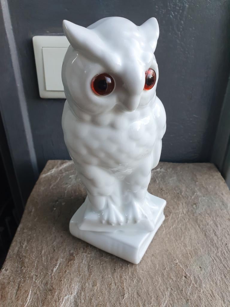 Heel leuke vintage boekenplank uil van wit porselein, wester, Ophalen of Verzenden