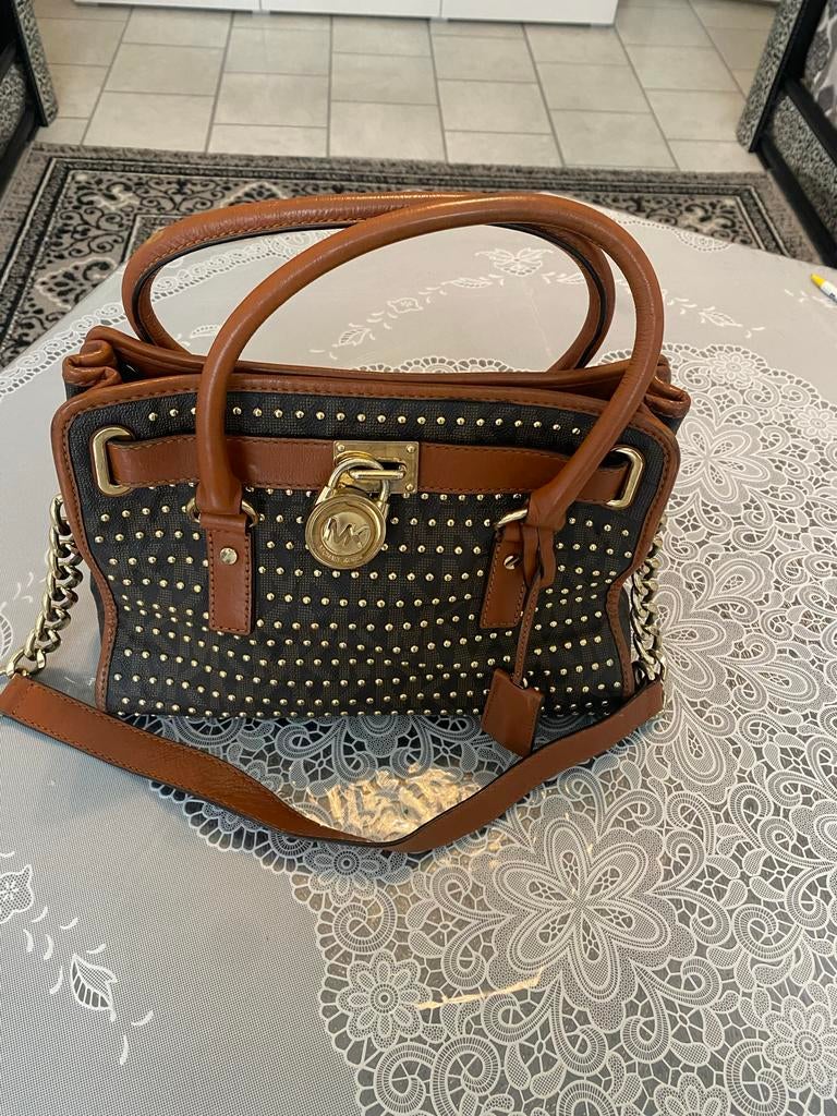 Michael Kors handtas met studs, Ophalen of Verzenden, Gebruikt, Bruin, Handtas