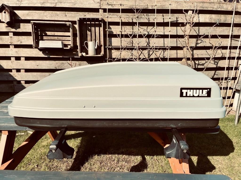 Thule dakkoffer + gratis dakdragers BMW3 serie E46, Ophalen, Gebruikt
