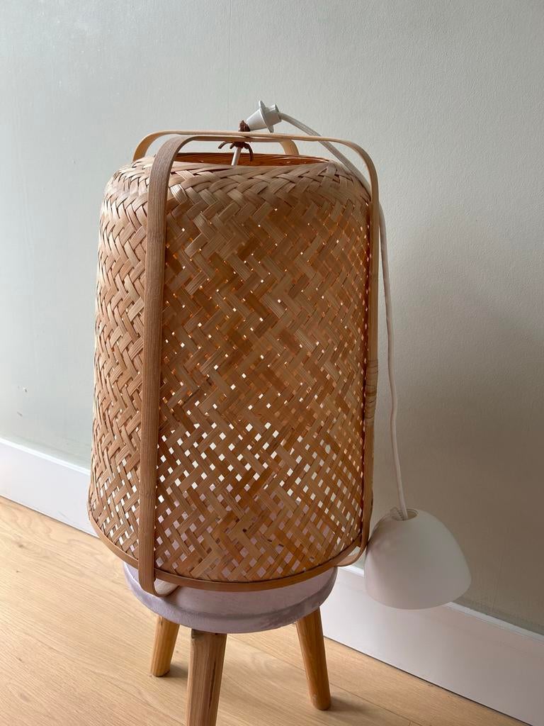 IKEA KNIXHULT hanglamp bamboe, Huis en Inrichting, Lampen | Hanglampen, Ophalen of Verzenden, Zo goed als nieuw, Hout, 50 tot 75 cm