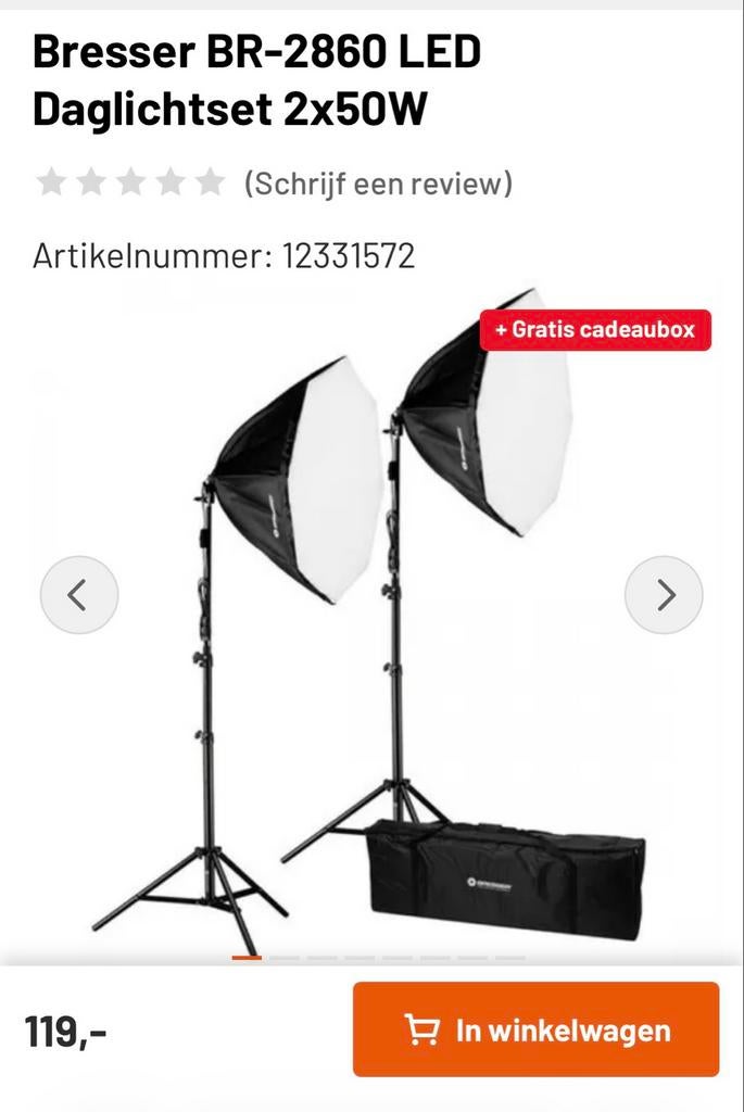 Bresser BR-2860 LED Daglichtset 2x50W Fotografie Lampen, Ophalen of Verzenden, Zo goed als nieuw, Lamp of Flitsset