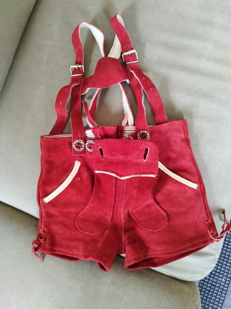 Lederhose maat 86 zgan - Echt leer, Broekje, Jongetje of Meisje, Ophalen of Verzenden, Zo goed als nieuw