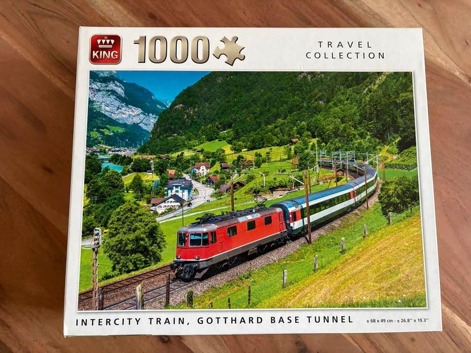 King Legpuzzel 1000 stukjes Intercity Trein Gotthard, Ophalen of Verzenden, 500 t/m 1500 stukjes, Nieuw, Legpuzzel