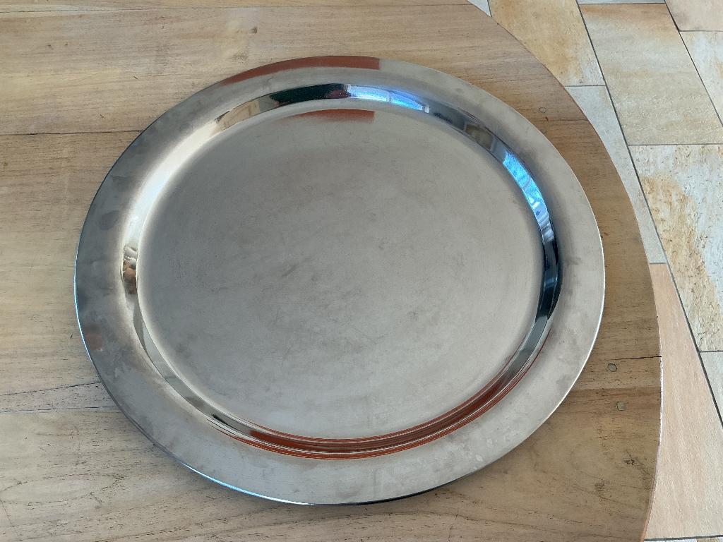 Dienblad RVS, Ophalen of Verzenden, Zo goed als nieuw, Rond, Metaal