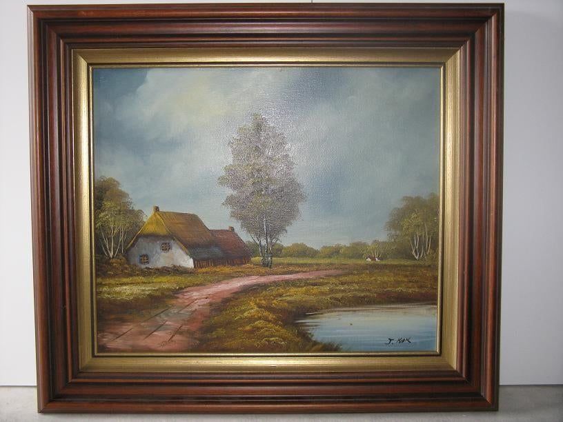 Olieverf Schilderij J.Kok - Landschap met Boerderij, Ophalen of Verzenden