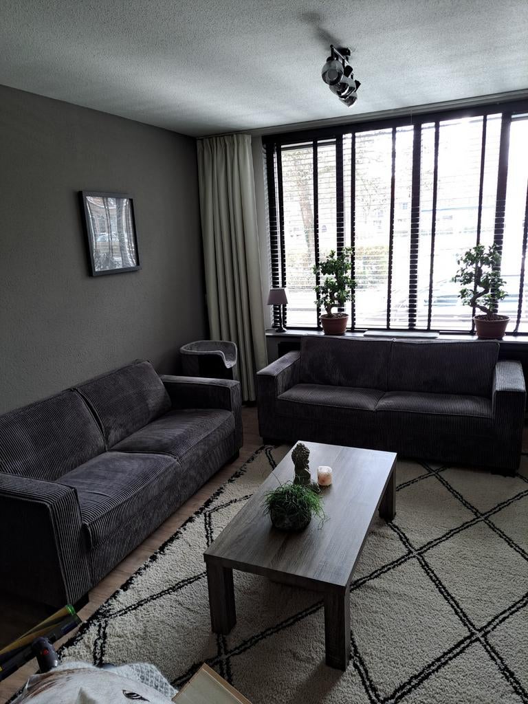 Ribstof banken grijs, Ophalen of Verzenden, Gebruikt