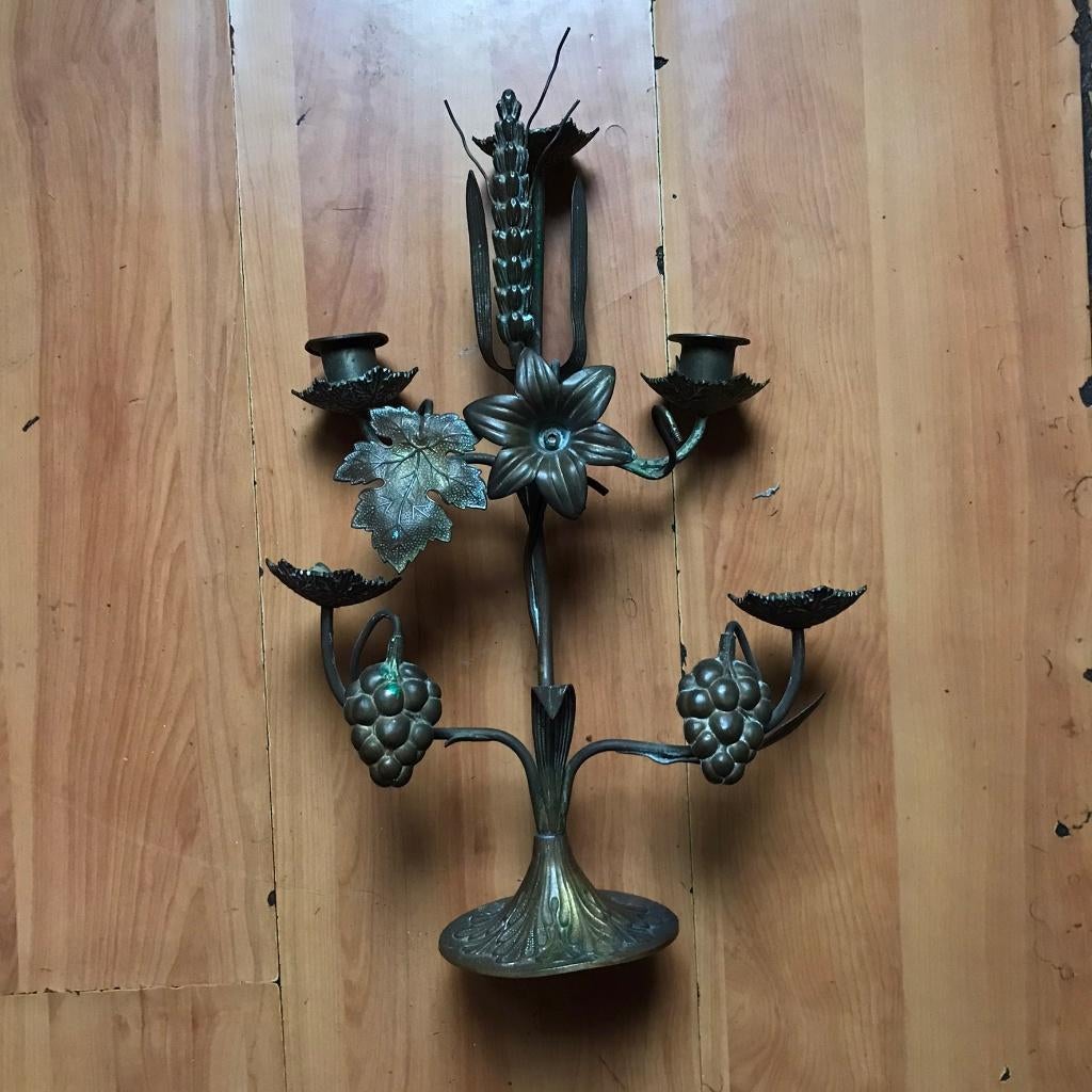 Antieke kerkkandelaar - altaarkandelaar, Antiek en Kunst, Antiek | Kandelaars, Ophalen of Verzenden, Koper of Brons