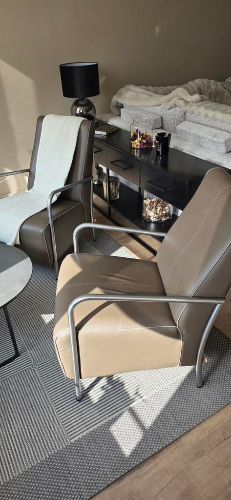 2x leren fauteuils, Huis en Inrichting, Ophalen of Verzenden