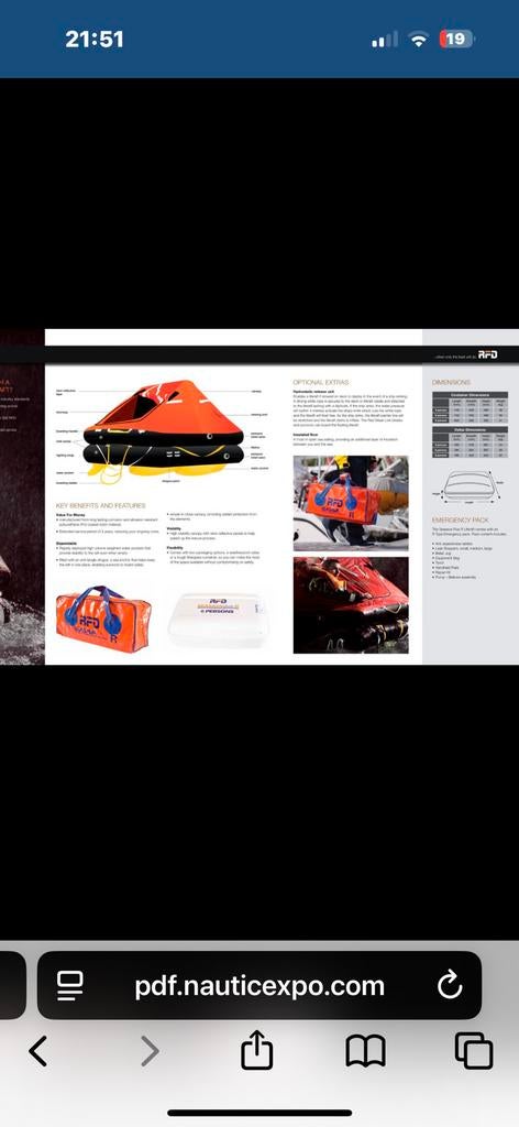 Reddingsvlot 4 pers tas, Ophalen, Overige typen