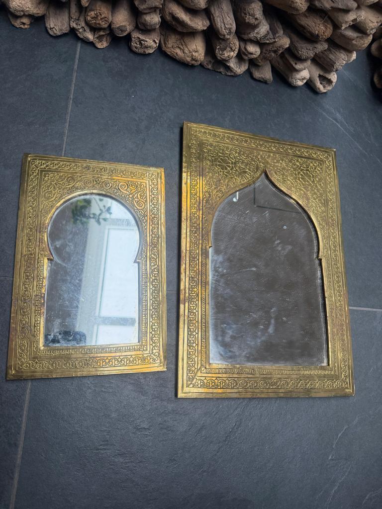 Marokkaanse handwerk spiegel metaal arabisch oosters, Huis en Inrichting, Woonaccessoires | Spiegels, Gebruikt, Minder dan 50 cm