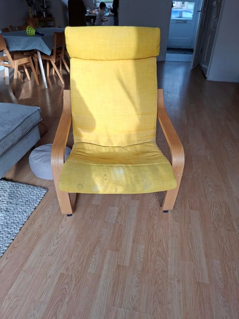 IKEA Poang oker Gele fauteuil met houten frame, Ophalen of Verzenden, Gebruikt, Overige kleuren, Eén