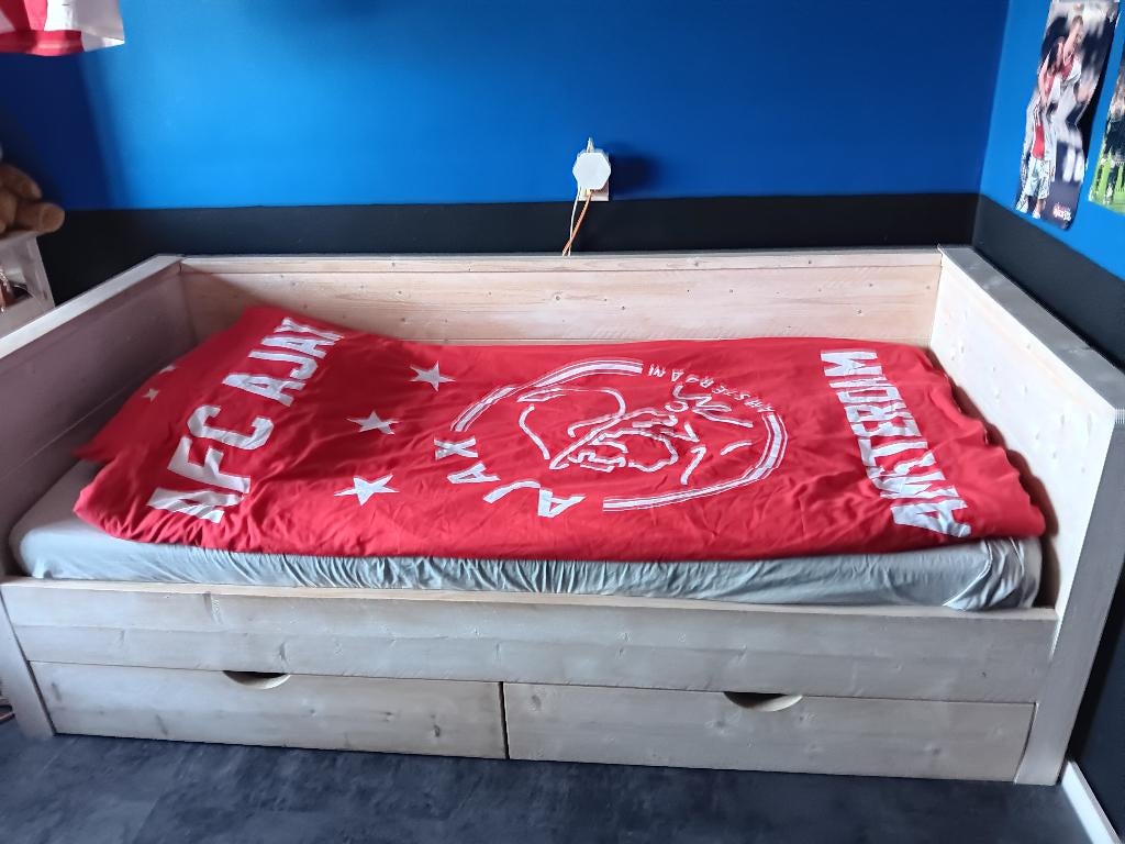 Stijgerhouten bed, Ophalen, Gebruikt, 90 cm, Hout