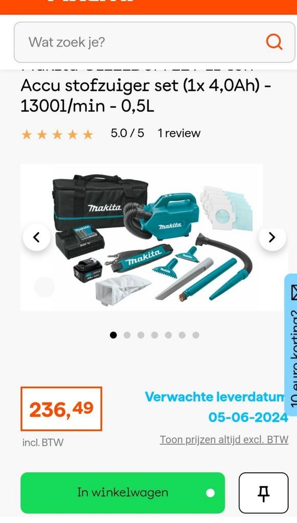 Makita CL121DSM 12v stofzuiger met batterij en oplader, Ophalen of Verzenden