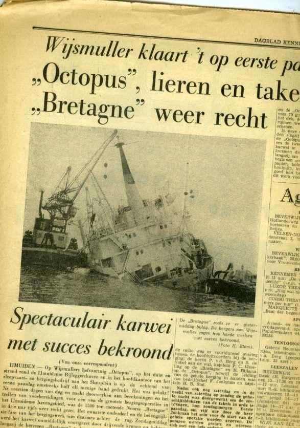 scheepvaart-IJMUIDEN-wijsmuller-berging bretagne-2x, Verzamelen, Ophalen of Verzenden, Zo goed als nieuw, Boek of Tijdschrift