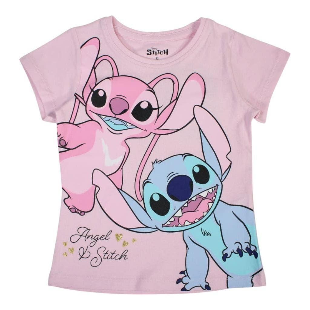 Stitch en Angel T-shirt - Roze - Maat 92 -98 -110 -116 -128, Stitch, Meisje, Nieuw, Ophalen of Verzenden