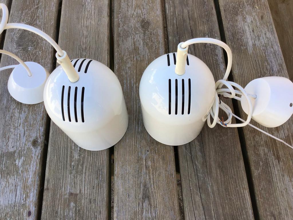 Jaren 60-70 Hanglampen voor 2 stuks., Ophalen of Verzenden, Gebruikt, Overige materialen, Minder dan 50 cm