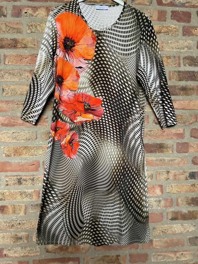 Milano Design! Als nieuwe super mooie jurk en dessin mt 44, Kleding | Dames, Ophalen of Verzenden, Zo goed als nieuw, Maat 42/44 (L)