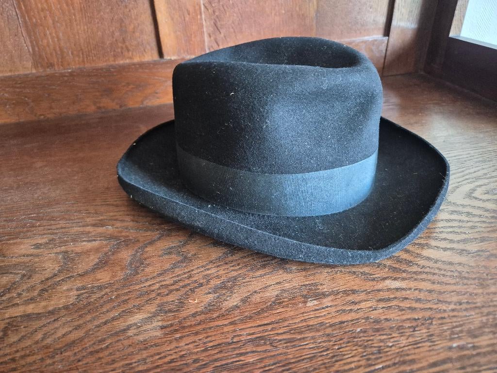 Hoed, zwart, maat 54. (028), Ophalen of Verzenden, Gedragen, 57 cm (M, 7⅛ inch) of minder, Hoed