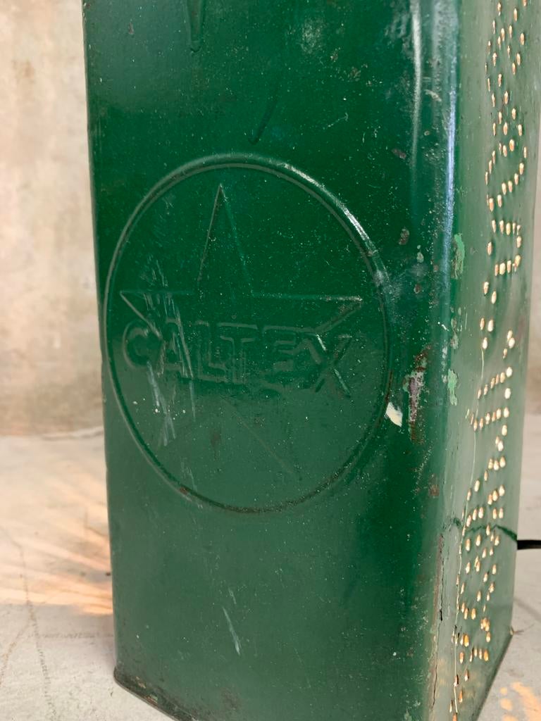 Gave tafellamp van oud petroleumblik Caltex, Ophalen of Verzenden, Zo goed als nieuw, Nvt, Minder dan 50 cm