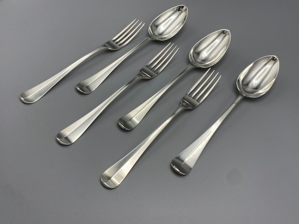 Drie zilveren couverts, Hollands glad, Antiek en Kunst, Ophalen of Verzenden