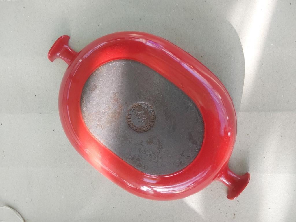 LE CREUSET ENZO MARI 28 CM ROOD EMAILLE GIETIJZEREN BRAADPAN, Ophalen of Verzenden, Gietijzer, Koekenpan of Braadpan
