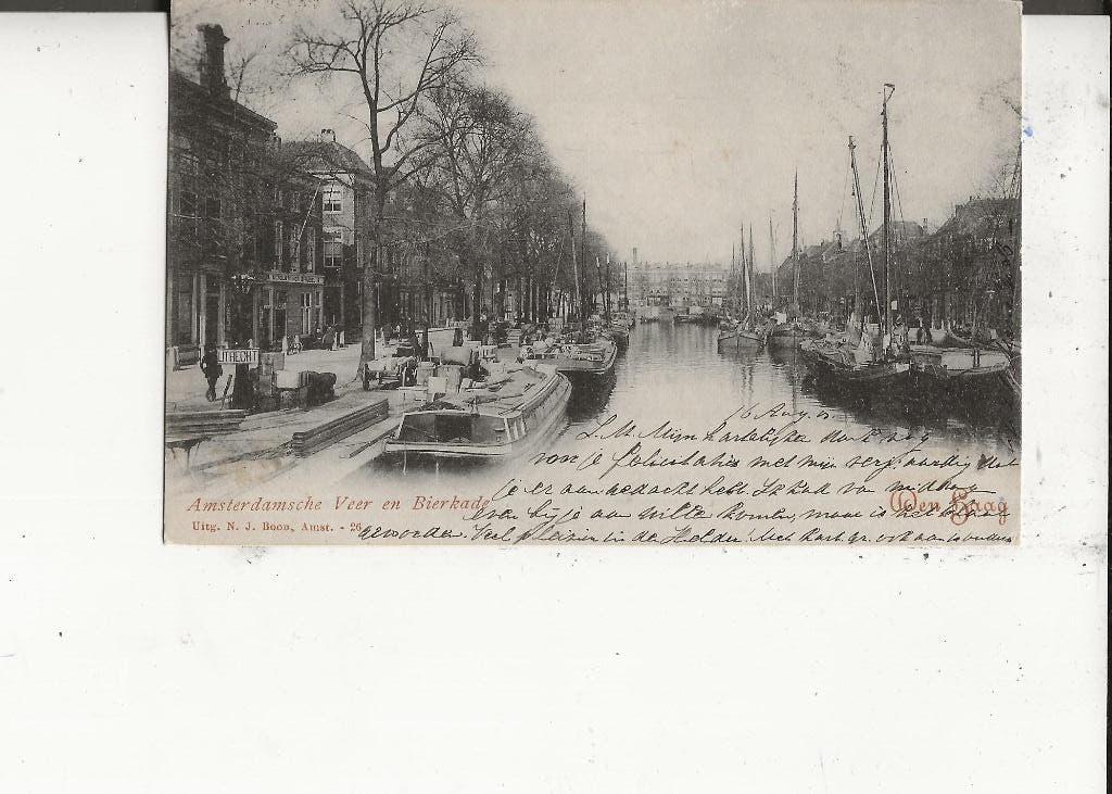 Den Haag Amsterdamsche Veer en Bierkade 15 aug 1900, Ophalen of Verzenden, Voor 1920, Gelopen, Zuid-Holland