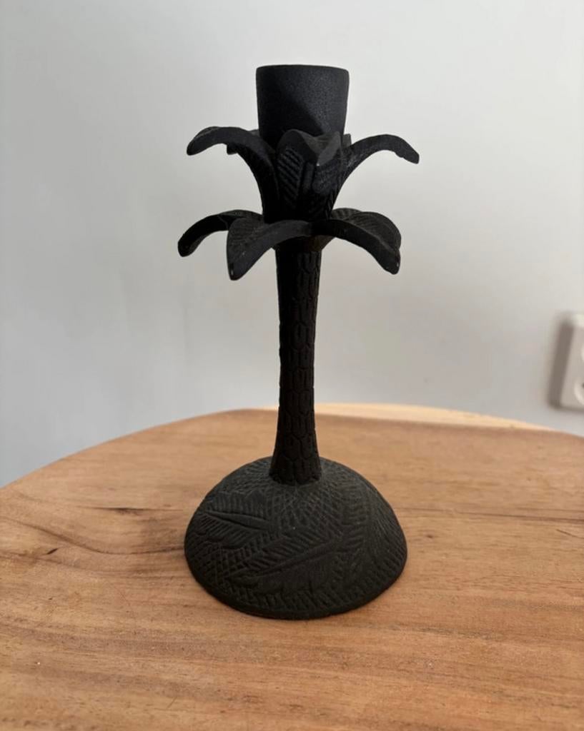 Zwarte kandelaar in de vorm van een palmboom, Antiek en Kunst, Ophalen, Overige materialen