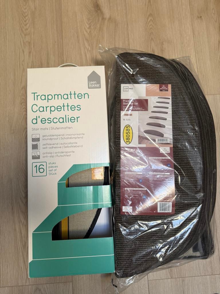 Premium Stair Trapmatten Set 15 Stuks Bruin +7 stuk zwarte, Ophalen, Minder dan 50 cm, 50 tot 100 cm, Bruin