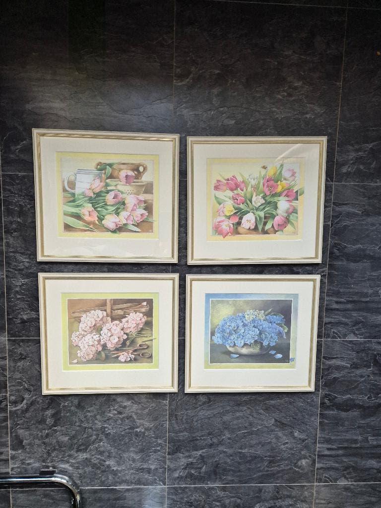 Vier mooie ingelijste Aquarellen Marjolein Bastin, Ophalen of Verzenden