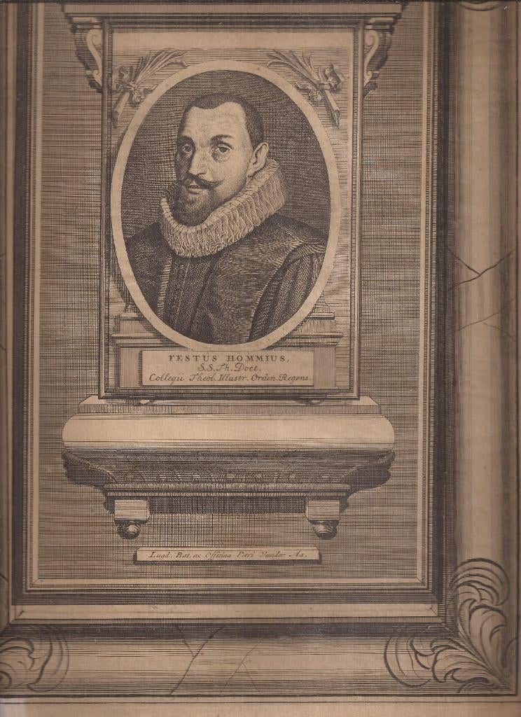 Portret Festus Hommius Predikant Dokkum, Portret, Ophalen of Verzenden, 1700 - 1799, Origineel