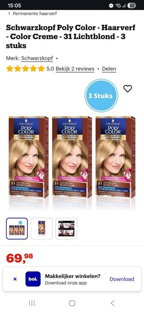 Haarverf lichtblond Schwarzkopf Poly Color, Ophalen of Verzenden, Nieuw, Overige typen
