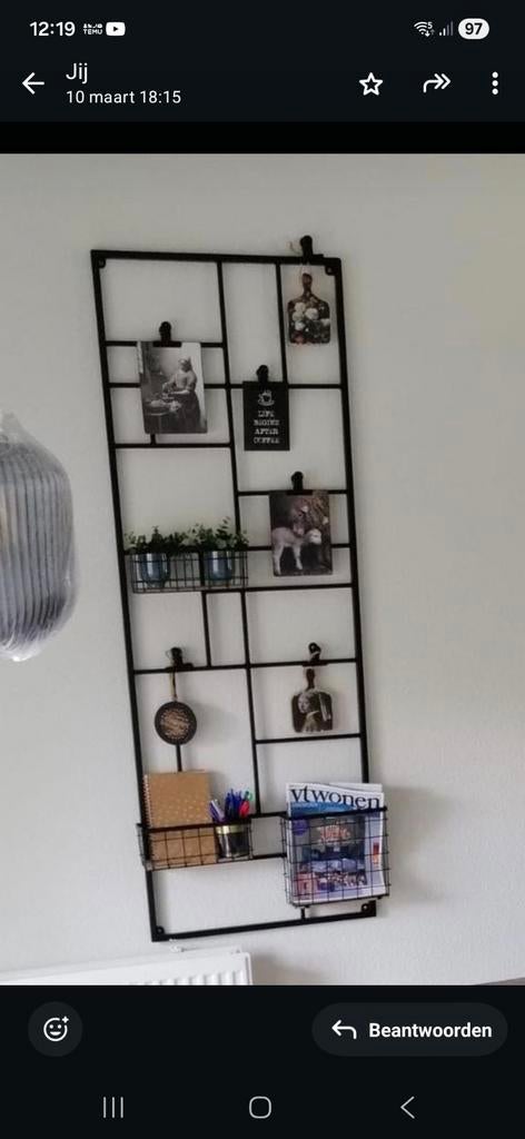 Metalen wandrek +accessoires, Ophalen of Verzenden, Zo goed als nieuw