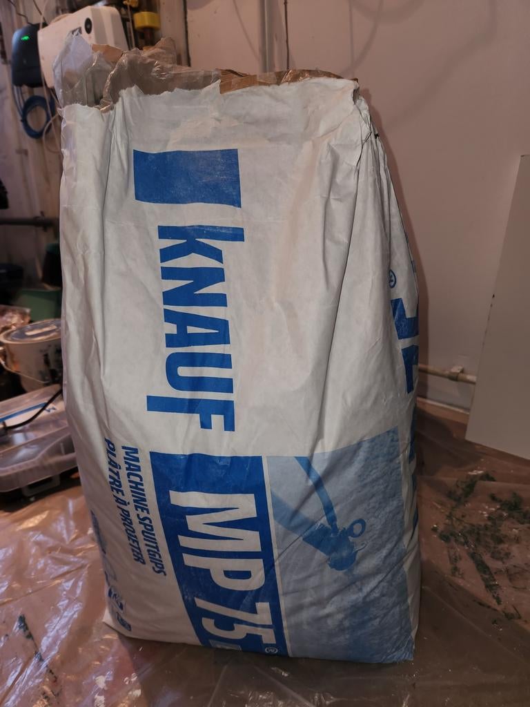 Knauf machine spuitgips. MP 75. 25 kg., Ophalen of Verzenden, Overige materialen, Minder dan 4 cm, Minder dan 5 m²