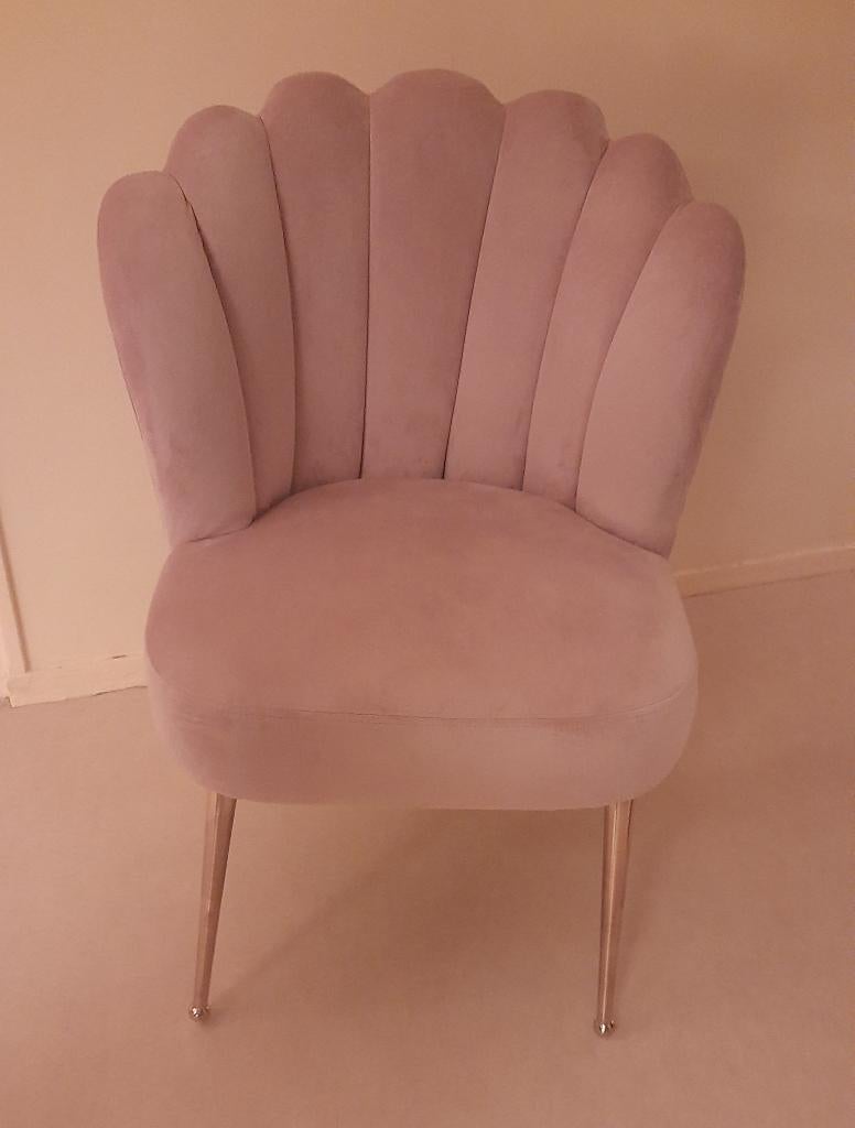4x Velvet Roze Schelpvormige Eetstoelen, Ophalen, Overige kleuren, "Schelpvormige" Roze Velvet Eetstoelen, Nieuw