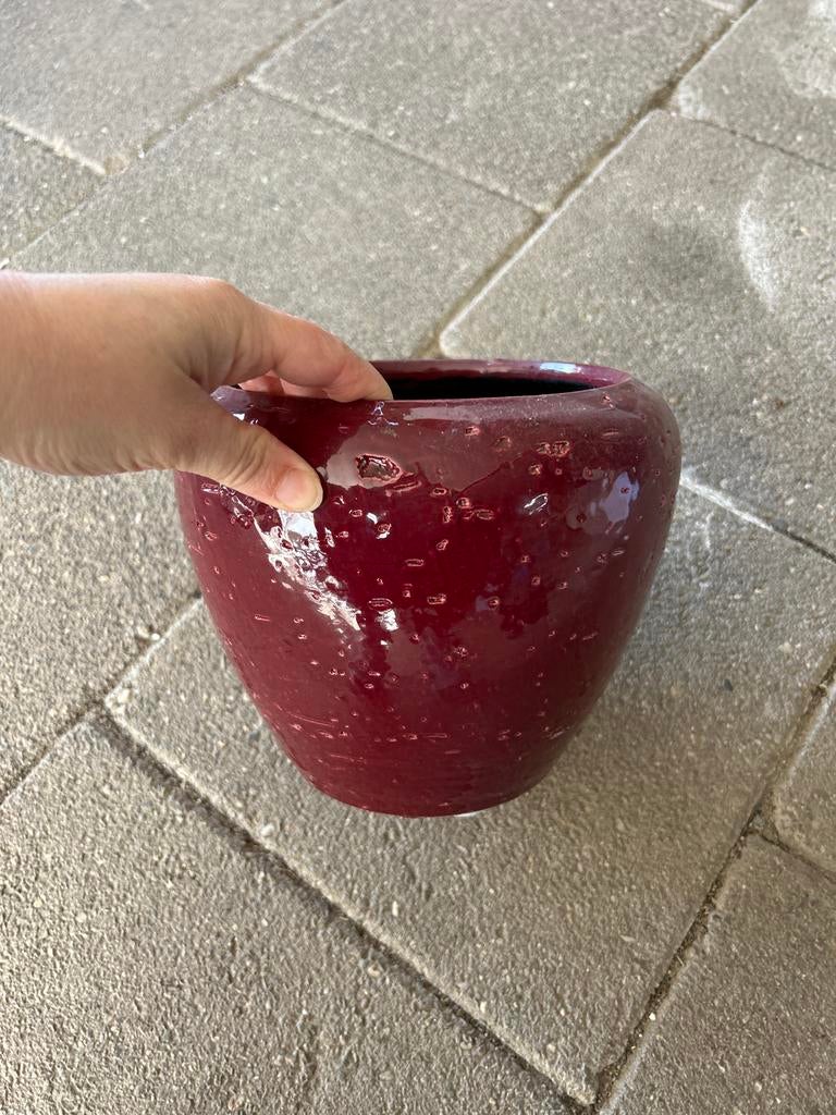 Bordeaux rode bloempot - Diameter 16/18 cm, Tuin en Terras, Ophalen, Gebruikt, Rond, Binnen