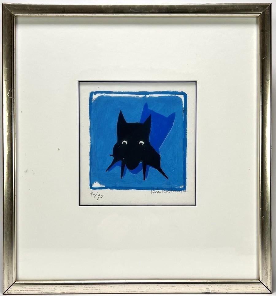 1075. Zeefdruk, P. Sebastiaanssen - Hondjes blauw, ca.2000, Ophalen of Verzenden