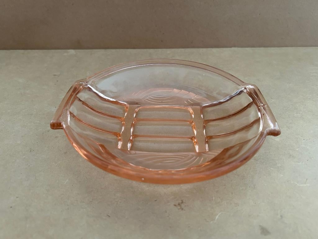 Roze glazen schaaltjes art deco pers glas, Antiek en Kunst, Ophalen