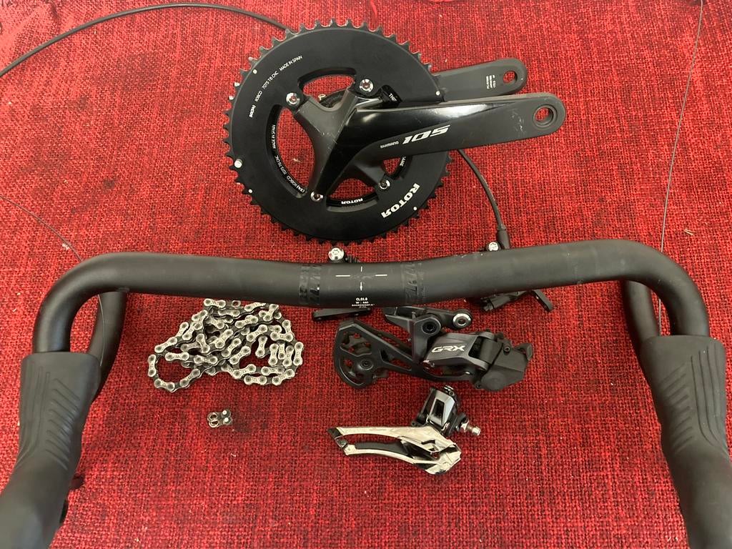 Shimano GRX 2x12 Groepset met nieuwe Rotor Bladen, Gebruikt, De ruyterstraat 86, Overige typen, Cycling@steenbergen.cc