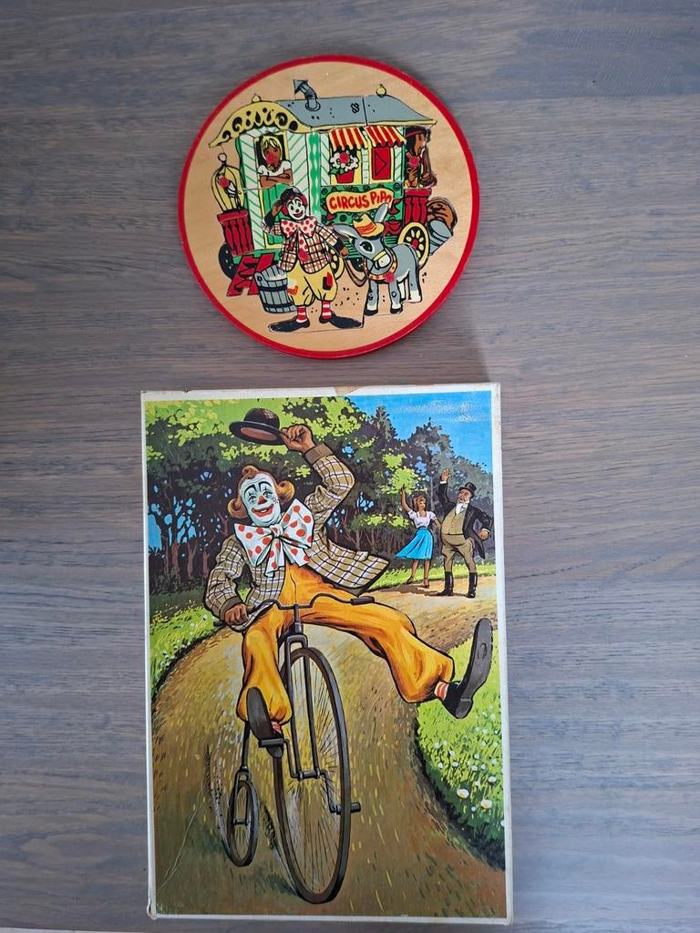 Antieke Pipo de Clown houtenpuzzels uit 1966 verzamel items., Ophalen of Verzenden