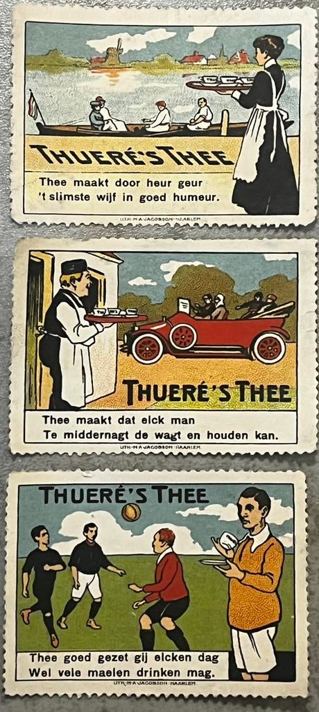 3 gelithografeerde sluitzegels Thueré’s thee Utrecht voetbal, Verzamelen, Merken en Reclamevoorwerpen, Ophalen of Verzenden, Gebruikt