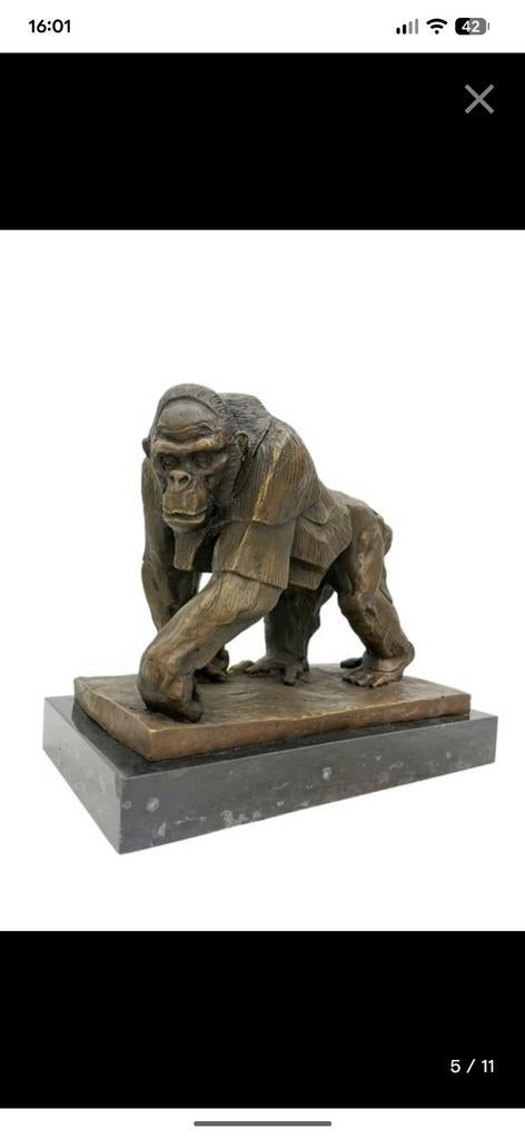 Beeld Brons Gorilla., Antiek en Kunst, Ophalen