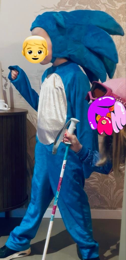 Carnaval outfit Sonic hedgehog, Ophalen of Verzenden, Zo goed als nieuw, 134 t/m 140, Jongen of Meisje