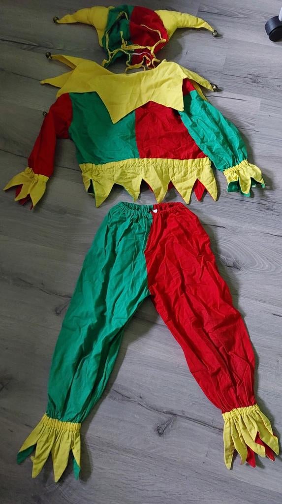 harlekijn carnaval pakje verkleedkleding Maat 116, Ophalen of Verzenden, Zo goed als nieuw, 110 t/m 116, Jongen of Meisje