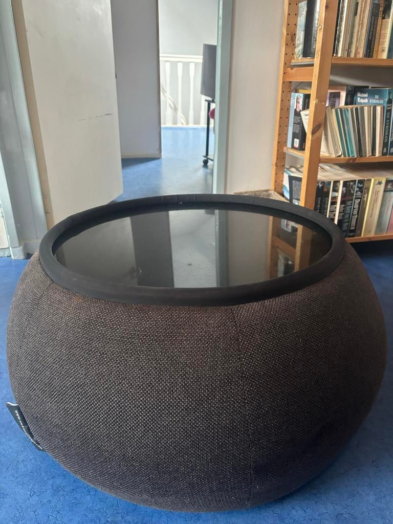 Stijlvolle poef met afneembare plaat, Huis en Inrichting, Ophalen, Minder dan 50 cm, Rond, Zo goed als nieuw