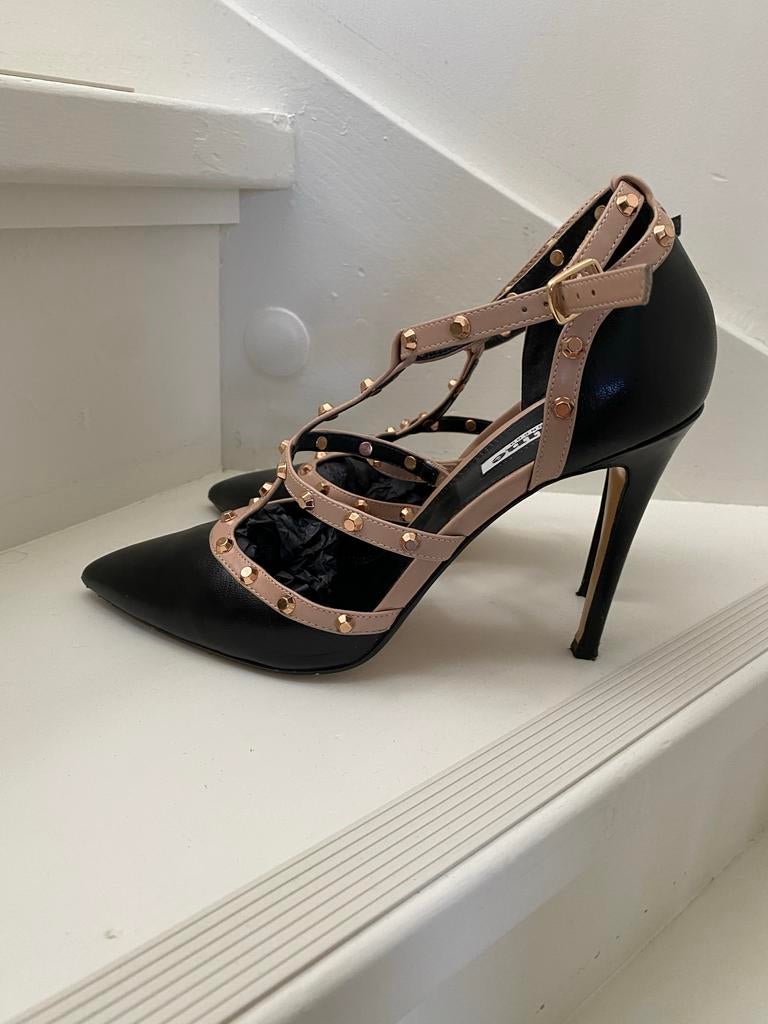 Dune London leren hakken, Ophalen of Verzenden, Zo goed als nieuw, Zwart, Pumps