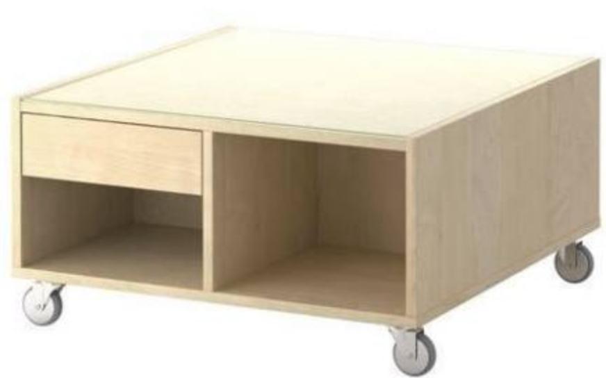 Koffietafel vierkant Boksel met wieltjes, Huis en Inrichting, Tafels | Salontafels, Ophalen, 50 tot 100 cm, Glas, Vierkant